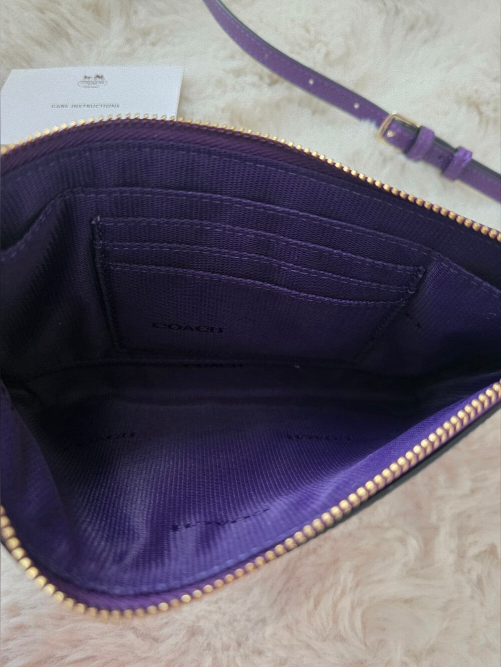 Coach Purple Genuine Leather Kylie Crossbody Bag With Gold Accents 52385 - Picture 6 of 13